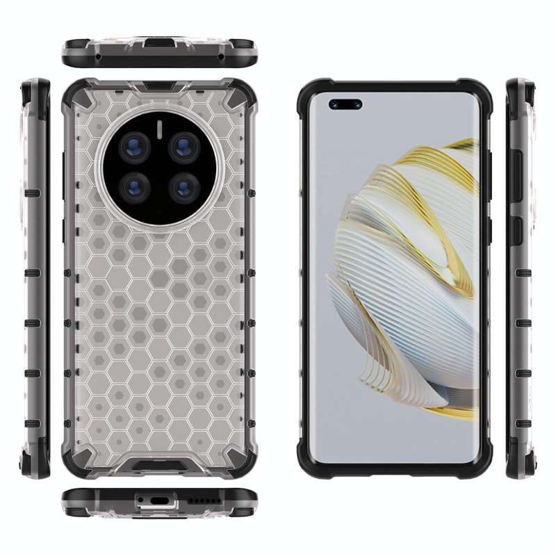 For Huawei Mate 50 Pro Shockproof Honeycomb PC + TPU Phone Case(Black)
