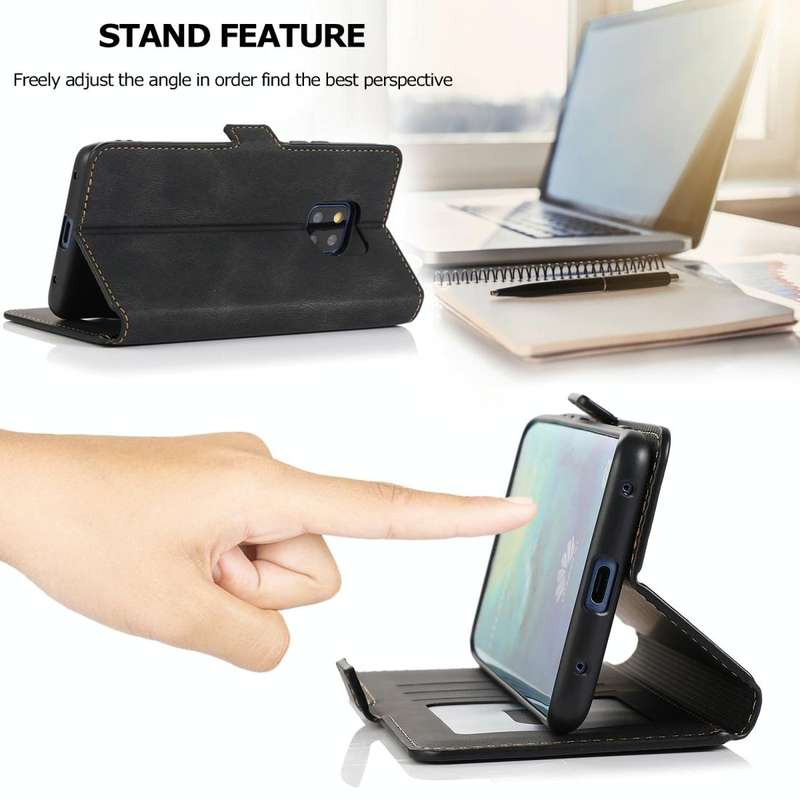 For Huawei Mate 20 Pro Retro Magnetic Closing Clasp Horizontal Flip Leather Case with Holder & Ca...