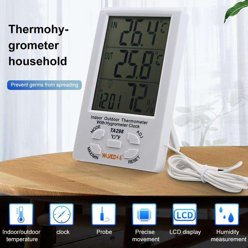 TA298 Digital LCD Humidity / Hygrometer and Thermometer with Extra Sensor Cable