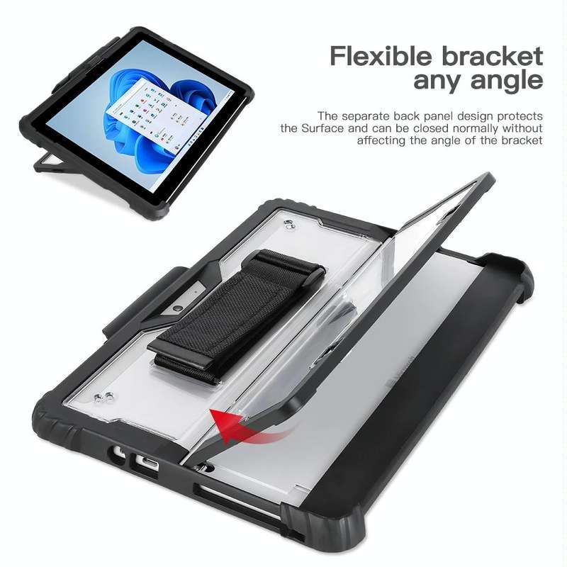 For MicroSoft Surface Go 1 / 2 / 3 Acrylic Transparent Hand Strap Laptop Case
