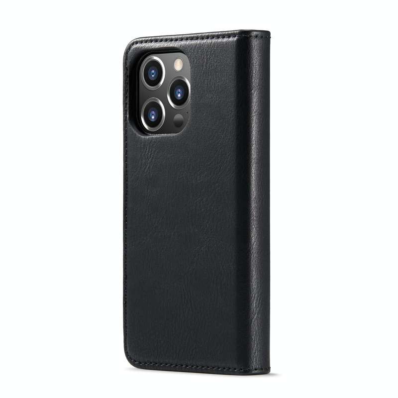 For iPhone 14 Pro Max DG.MING Crazy Horse Texture Detachable Magnetic Leather Case(Black)