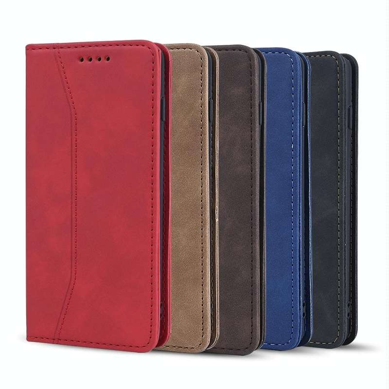 For Samsung Galaxy S9 Skin-feel Calfskin Texture Magnetic Dual-Fold Horizontal Flip Leather Case ...