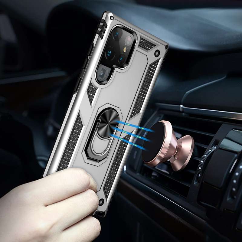 For Samaung Galaxy S22 Ultra 5G Shockproof TPU + PC Protective Case with 360 Degree Rotating Hold...