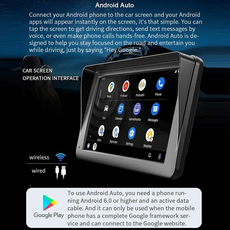 B5300 7 inch Wireless CarPlay Car Bluetooth MP5 Player, Support Mobile Phone Interconnection with...