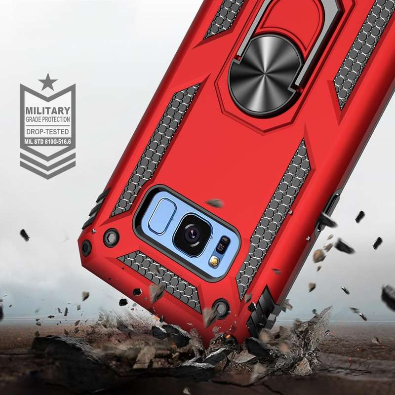 Armor Shockproof TPU + PC Protective Case for Galaxy S8 Plus, with 360 Degree Rotation Holder(Blue)