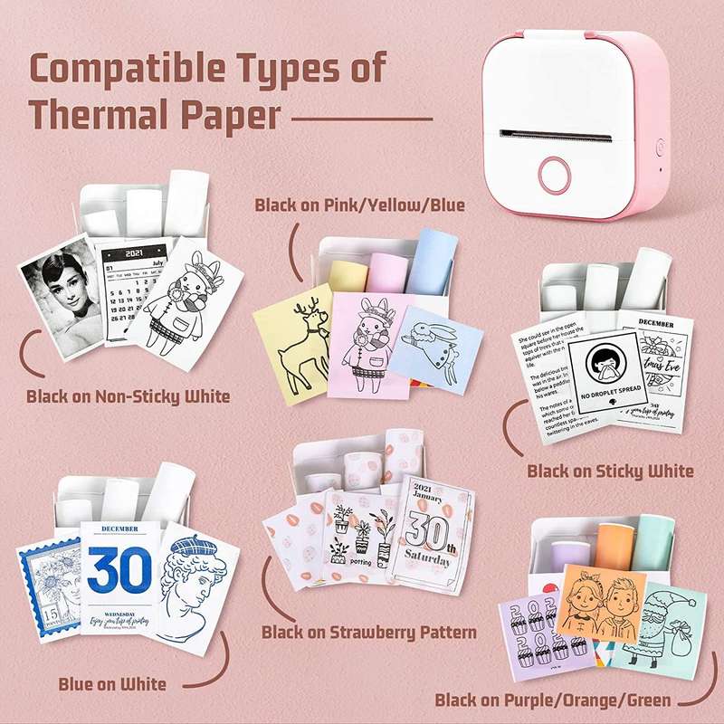 For Phomemo T02 3rolls Bluetooth Printer Thermal Paper Label Paper 50mmx3.5m 20 Years Black on Tr...