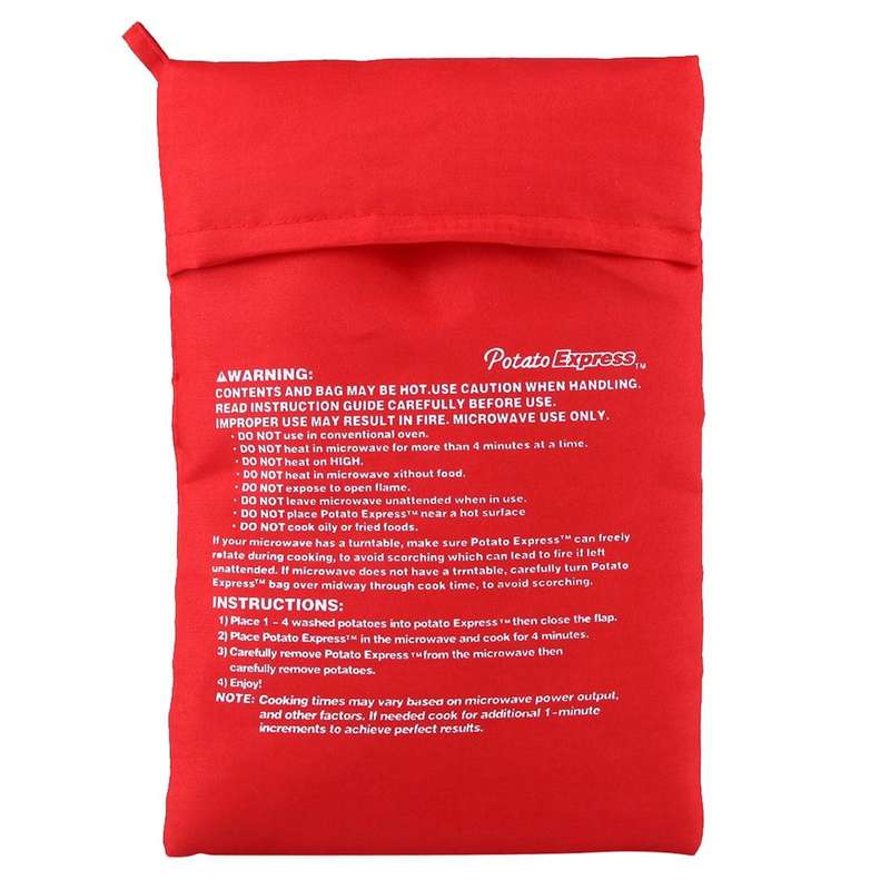 Washable Reusable Microwave Potato Cooker Bag (Cooks Up to 4 Potatoes At The Same Time), Size: 26...