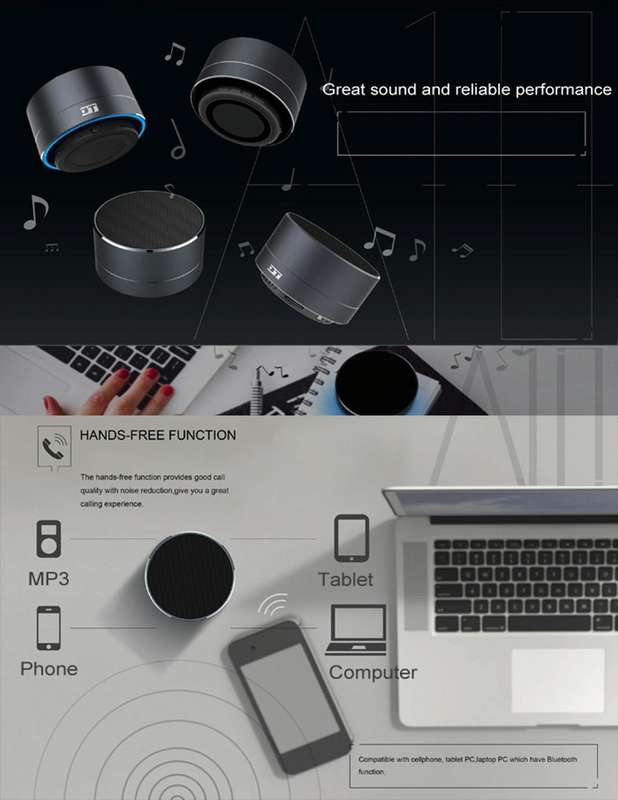 A10 Mini Portable Bluetooth Speaker Built-in MIC & LED, Support Hands-free Calls & TF Card(Rose G...