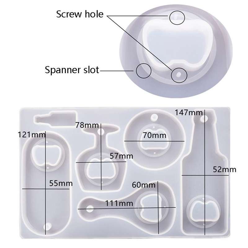 DIY Crystal Resin Drip Beer Wrench Mold Opener Silicone Mold, Specification: Set