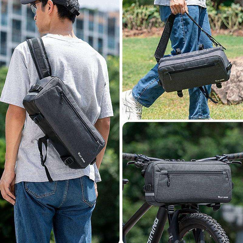 WEST BIKING YP0707301 Mountain Bike Handlebar Bag Multifunctional Large Capacity Head Bag(Grey)
