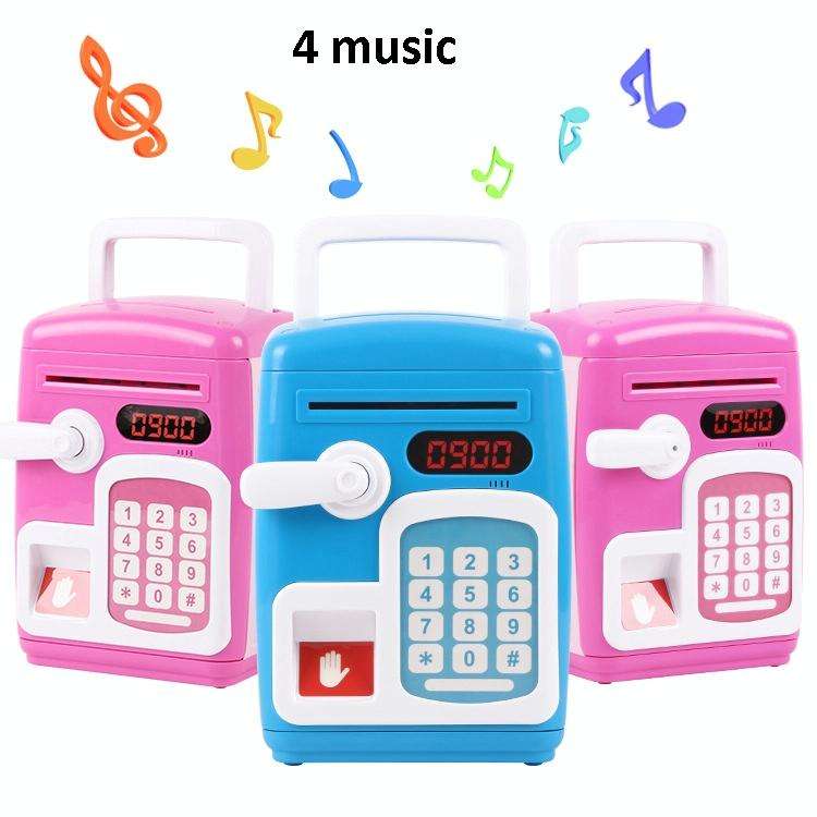 8001 Fingerprint Sensor Unlock ATM Piggy Bank Automatic Rolling Money Simulation Password Safe To...