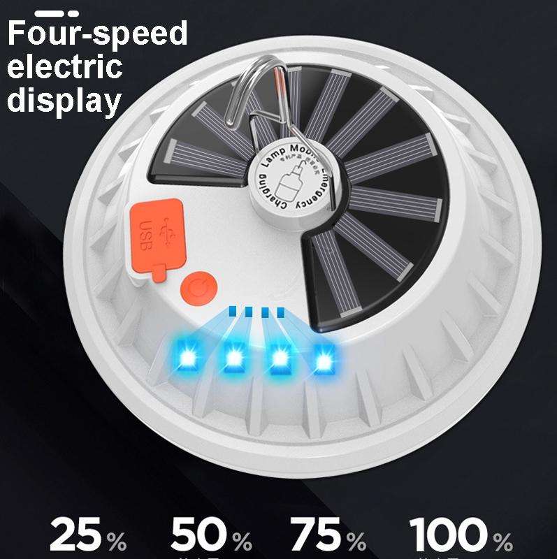 V62 Solar + RC 120 LEDs UFO Rechargeable Light Household Emergency Light Bulb Outdoor Camping Nig...