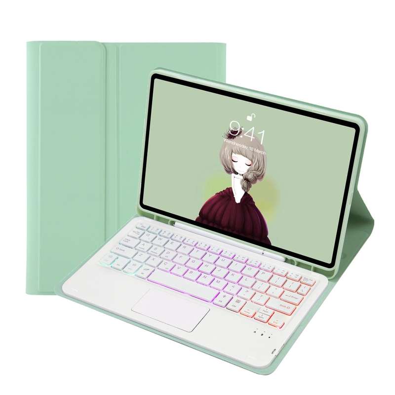 For Samsung Galaxy Tab S6 Lite A610B-AS Candy Color Backlight Bluetooth Keyboard Leather Tablet C...