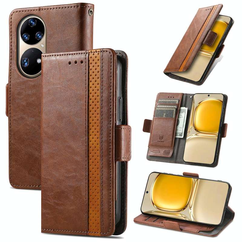 For Huawei P50 Pro CaseNeo Business Splicing Dual Magnetic Buckle Horizontal Flip PU Leather Case...