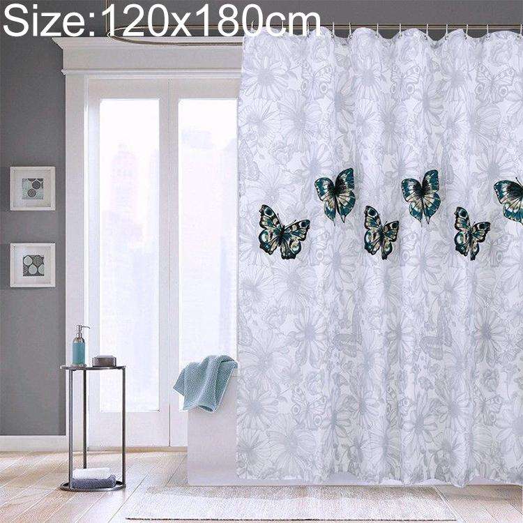 Butterfly Waterproof Polyester Shower Washable Bathroom Curtains, Size:120x180cm
