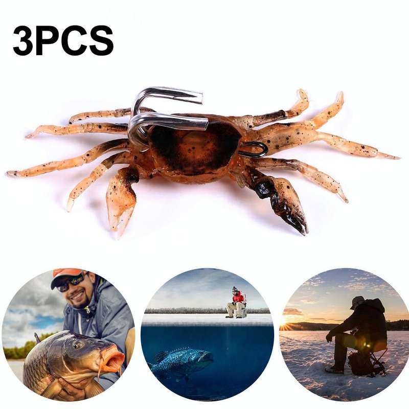 3 PCS HENGJIA SO068 Submerged Crab Hook Anti-hanging Bottom Ice Fishing Bait, Color: 10cm 30g Orange