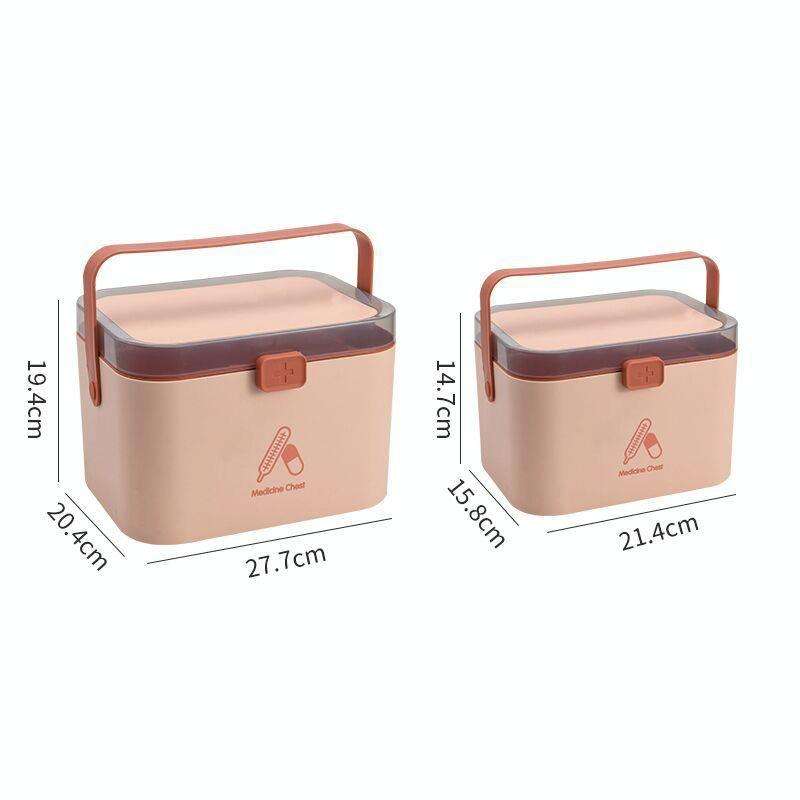 Household Plastic Small Medicine Box Portable Medicine Storage Box, Size: 21.4 x 15.8 x 14.7cm(Pink)