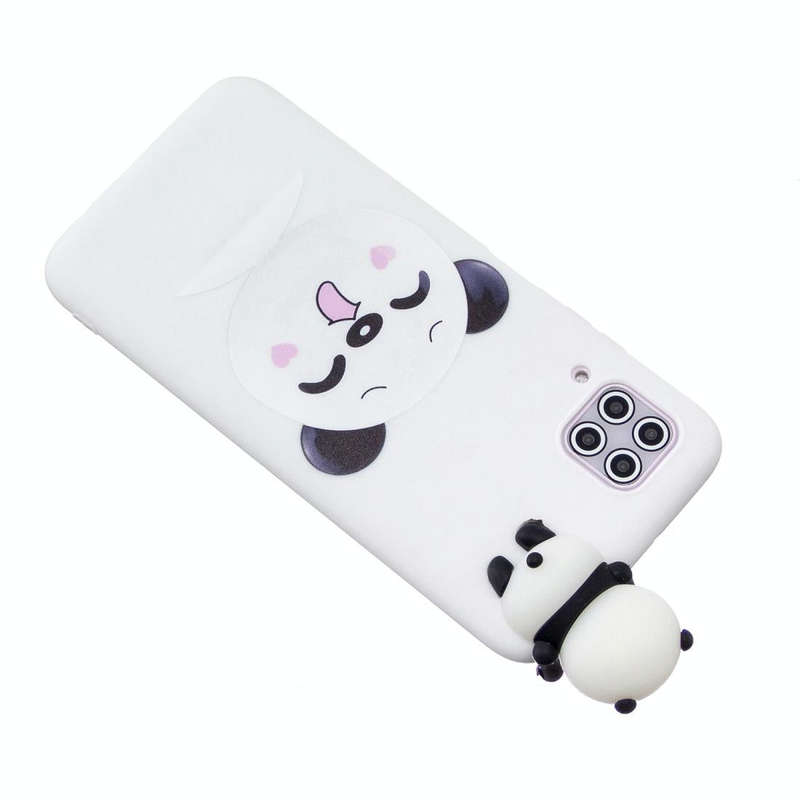 For Huawei P40 Lite Shockproof Colored Painted Lying Cartoon TPU Protective Case(Smiley Panda)