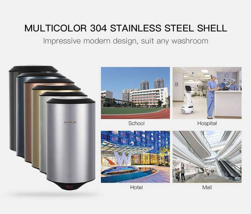 304 Stainless Steel Automatic SensorJet Hand Dryer High Speed Airflow for Home Hotel Airport Hand...
