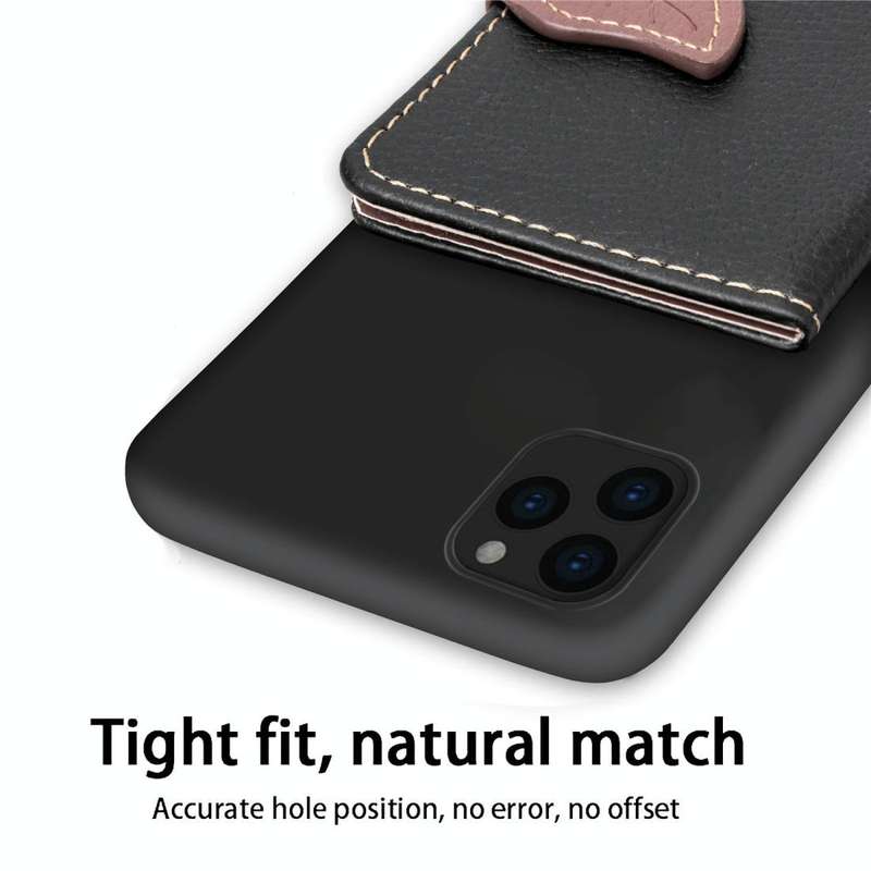 For iPhone 11 Pro Max Litchi Pattern Card Bag Wallet Bracket + TPU Phone Case with Card Slot Wall...