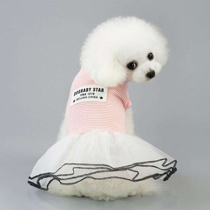 Pet Clothes Dog Summer Breathable Striped Skirt, Size:XL(Pink)