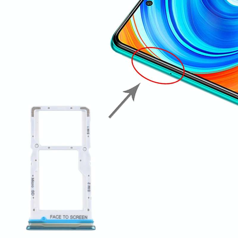 SIM Card Tray + SIM Card Tray / Micro SD Card Tray for Xiaomi Redmi Note 9 Pro 5G M2007J17C (Green)