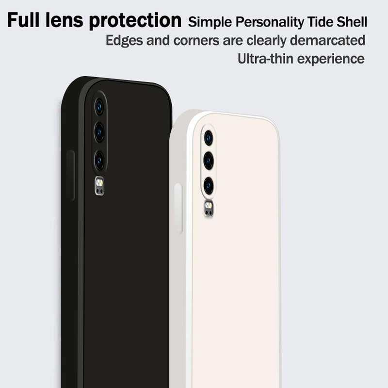 For Huawei P30 Solid Color Imitation Liquid Silicone Straight Edge Dropproof Full Coverage Protec...