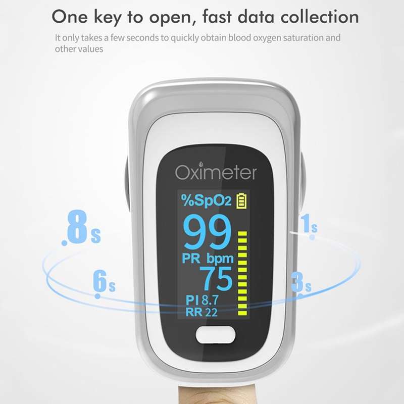 Finger Pulse Oximeter Finger Pulse Blood Oxygen Saturation Monitor, Colour: 130R Silver White(Eng...