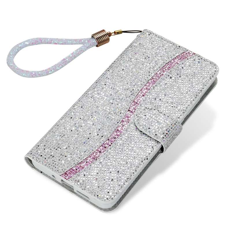 For Samsung Galaxy S10 Glitter Powder Horizontal Flip Leather Case with Card Slots & Holder & Lan...