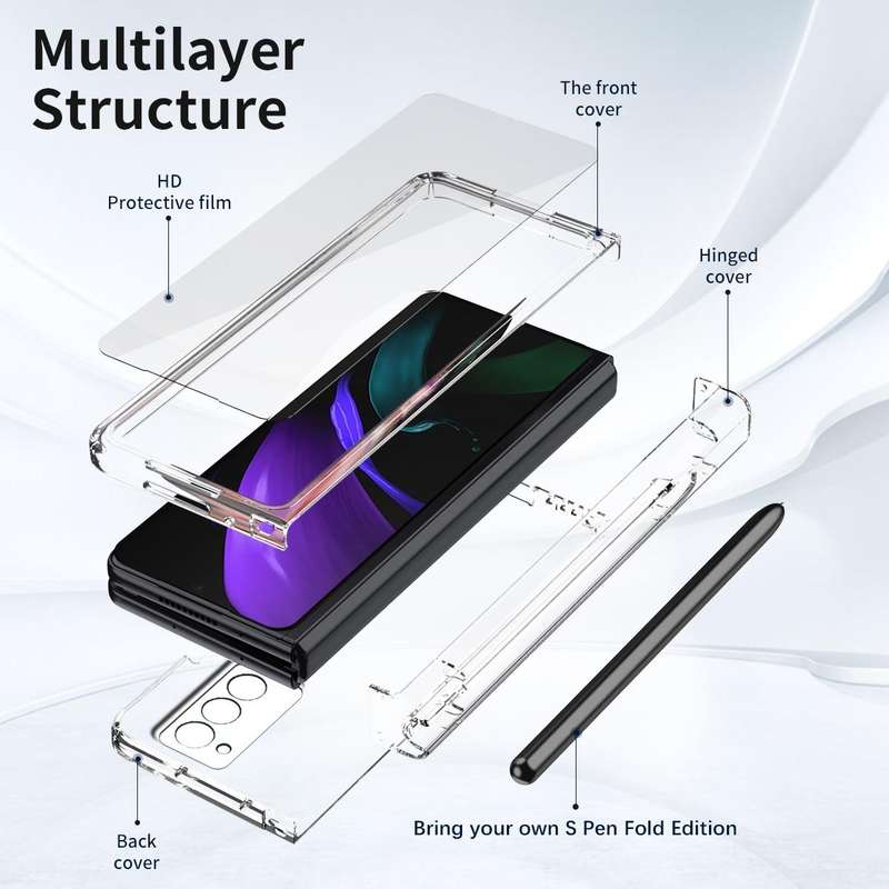 For Samsung Galaxy Z Fold2 5G Macaron Hinge Phone Case with Stylus Pen Fold Edition & Protective ...