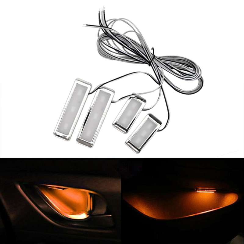 4 PCS Universal Car LED Inner Handle Light Atmosphere Lights Decorative Lamp DC12V / 0.5W Cable L...