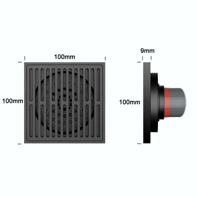 Bathroom Sewer Deodorant Pure Copper Floor Drain, Specification: Black Streamline