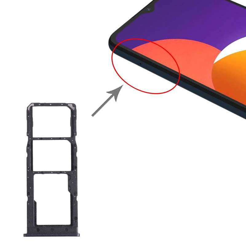 For Samsung Galaxy M12 SM-M127 SIM Card Tray + SIM Card Tray + Micro SD Card Tray (Black)