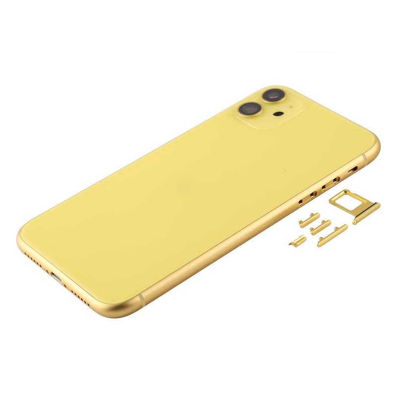 Back Housing Cover with SIM Card Tray & Side keys & Camera Lens for iPhone 11(Yellow)