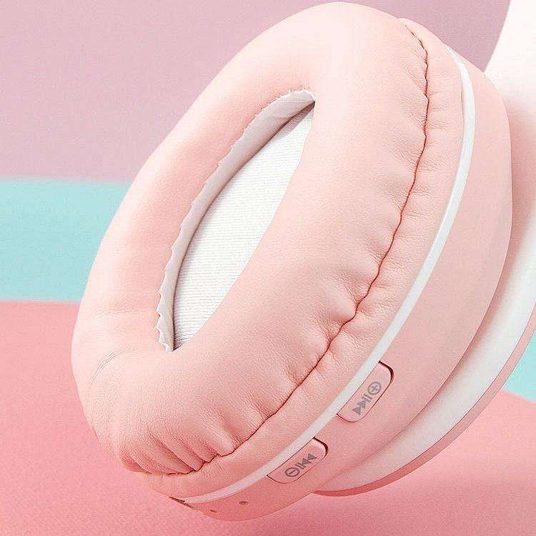 B39 Macaron Wireless Bluetooth Headset Foldable Gaming Headset Support TF Card(Cherry Pink)