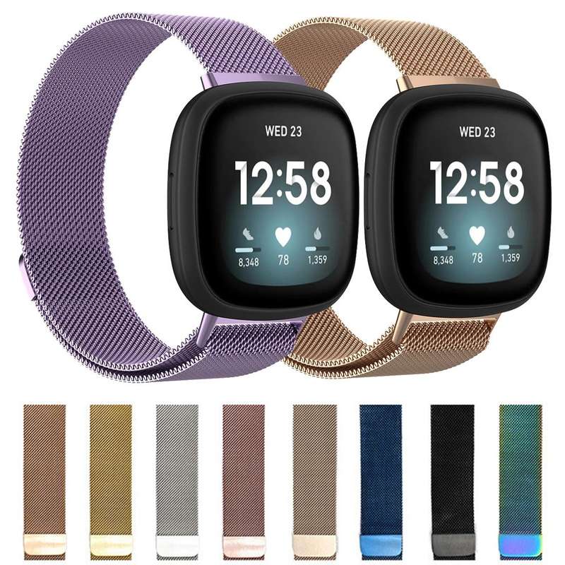 For Fitbit Versa 3 / Fitbit Magnetic Milano Watch Band, Size:Small Code(Rose Pink)