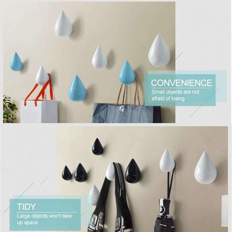 Creative Water Droplets Wall Hooks Home Decoration Resin Mural 3D Coat Hook Single Hooks Wall Han...