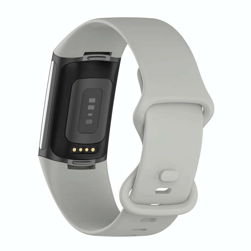 For Fitbit Charge 5 Silicone Watch Band, Size:L(Rock Grey)