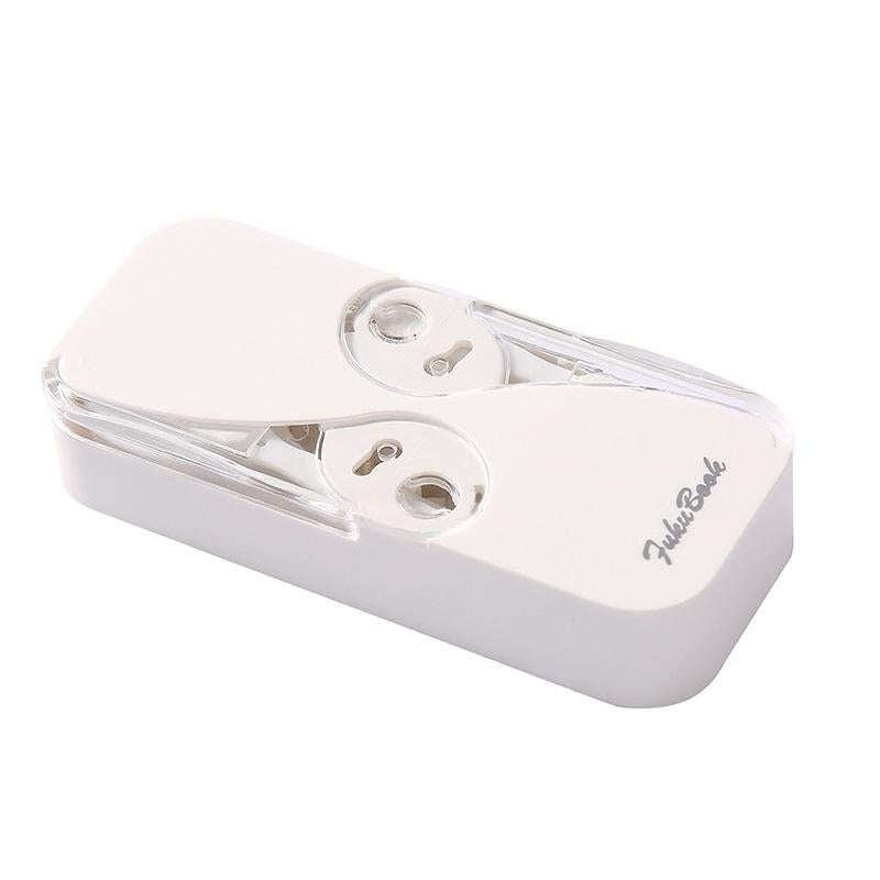 FukuBook Portable Mini Automatic Opening and Closing Floss Storage Box with Floss(White)