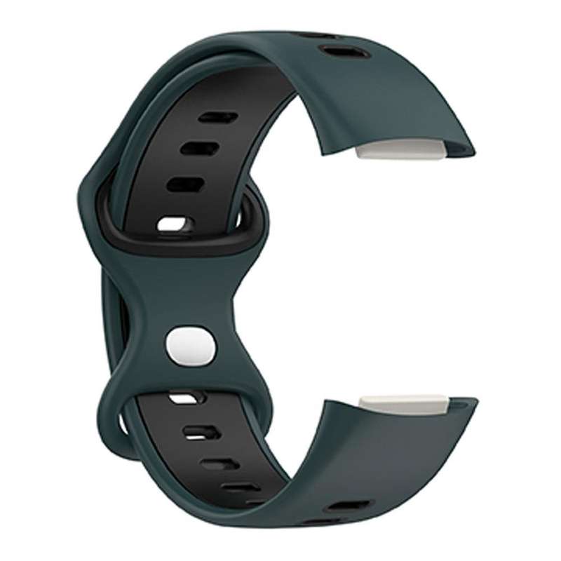 For Fitbit Charge 5 Smart Watch Sports Waterproof Two-Color Silicone Band(Olive Green Black)