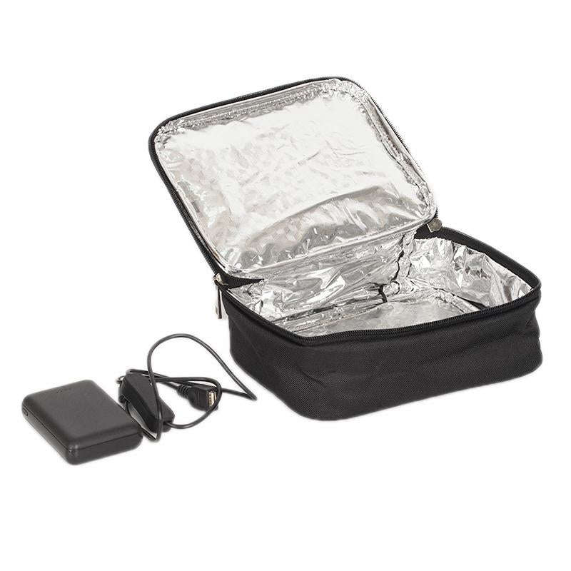 USB Heated Lunch Box Bag Outdoor Bento Thermal Bag(Black)