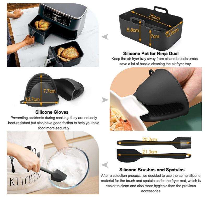 For NinJa DZ201 DZ401 DZ550 Series Air Fryer 8 In 1 Rectangular Kit