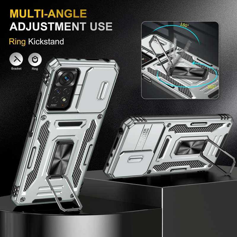 For Xiaomi Redmi Note 11 Pro Armor PC + TPU Camera Shield Phone Case(Grey)