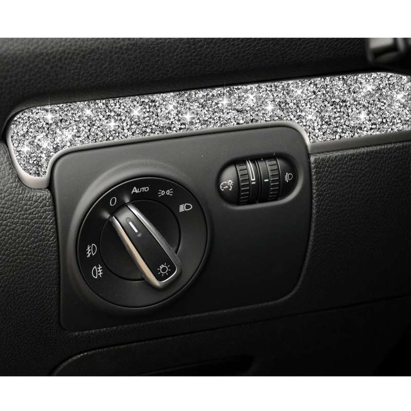 Car Central Control Diamond Decoration Cover Sticker for Volkswagen Golf 6 2008-2012, Left-hand D...