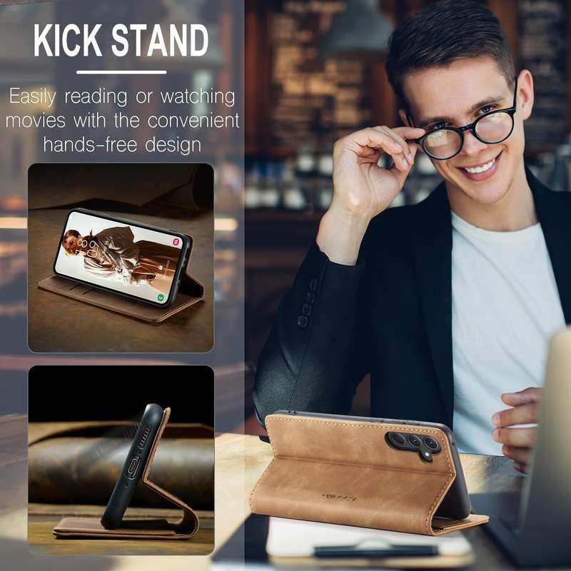 For Samsung Galaxy A35 5G CaseMe 013 Multifunctional Horizontal Flip Leather Phone Case(Brown)