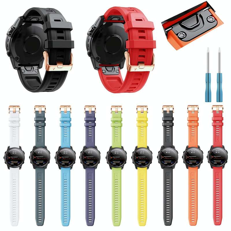 For Garmin Fenix 6S 20mm Rose Gold Buckle Silicone Watch Band(Skyblue)