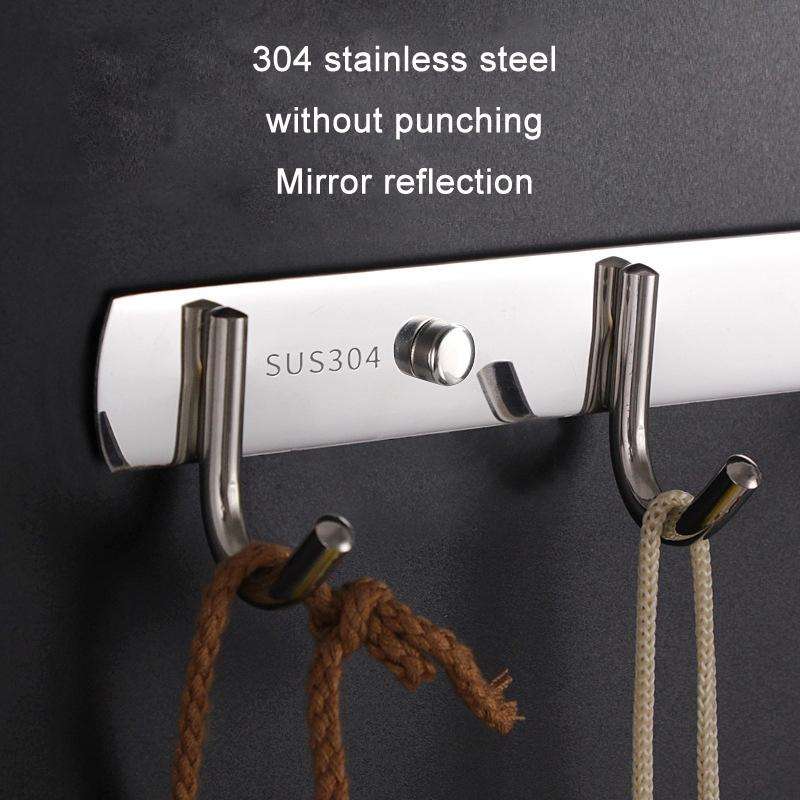 304 Stainless Steel No Punching Door Rear Coat Hook, Specification: 4 Hooks