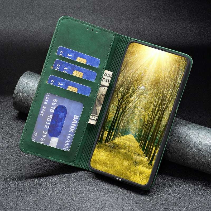 For OPPO A57 4G Magnetic Splicing Leather Phone Case(Green)