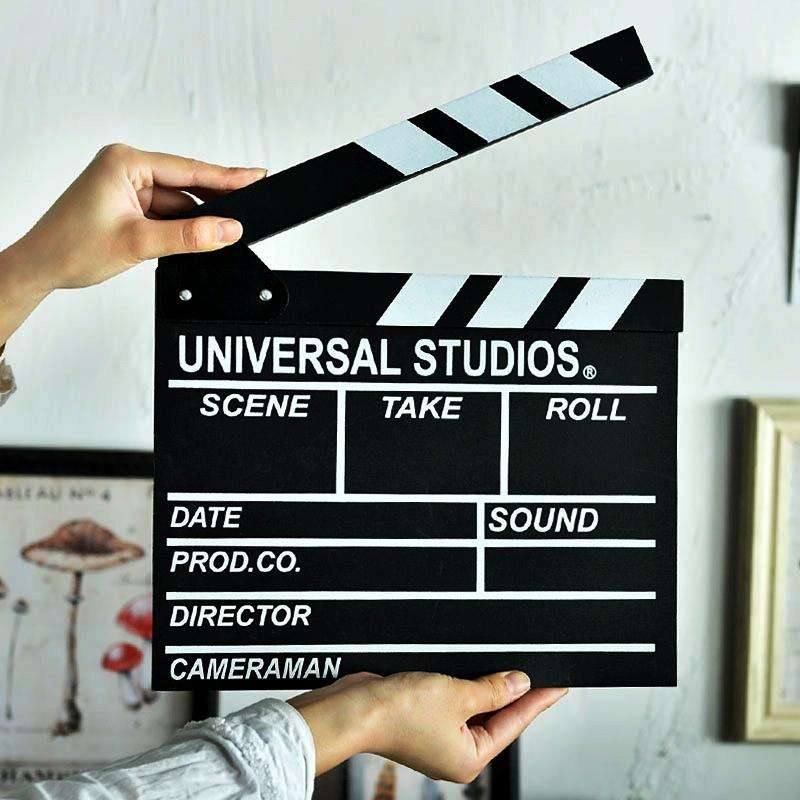 2 PCS Wooden Clapboard Director Film Movie Clapper Board Slate Home Decoration, Random Color Deli...