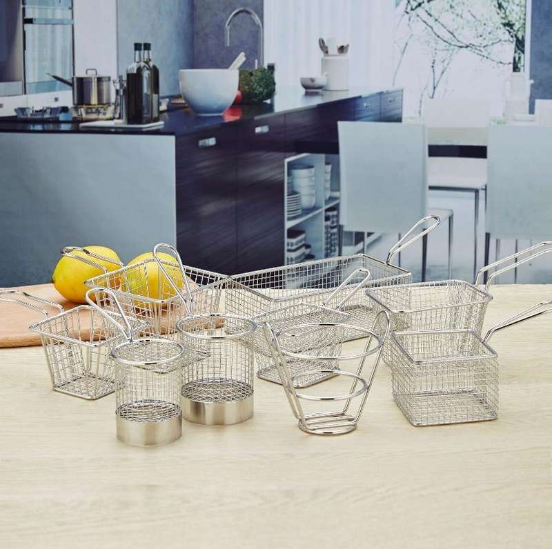J13449 Stainless Steel Mini Fries Basket Restaurant Snack Bread Plate